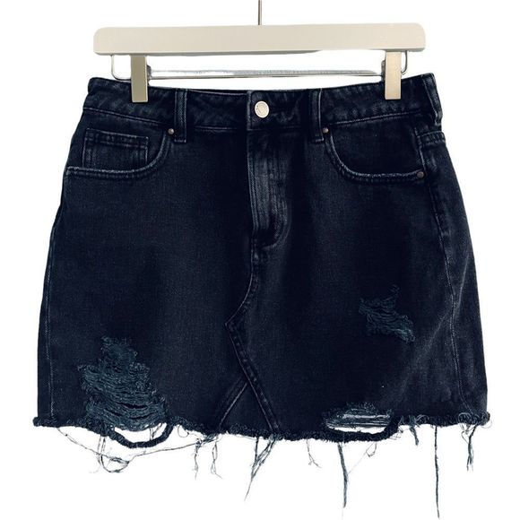 EUC Pacsun Distressed Black Jean Skirt - Picture 5 of 16